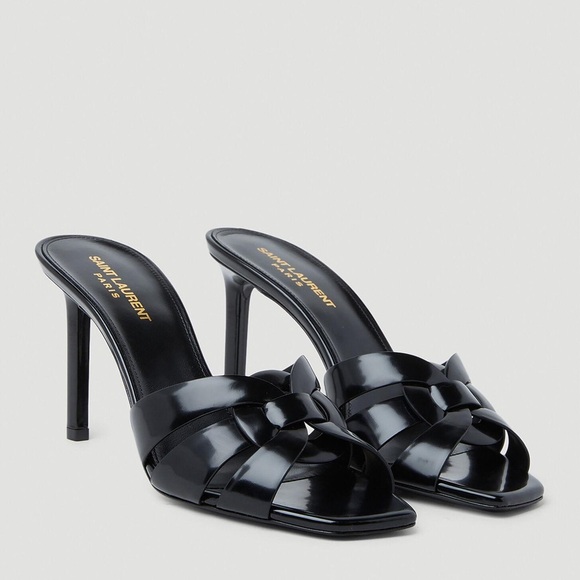 yves Saint Laurent Tribute woven patent plastic FASHION NOVA black stiletto sexy - Picture 3 of 5